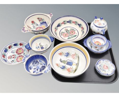 Eleven pieces of French Quimper pottery 