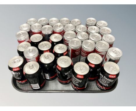 Approximately thirty six cans of pre-mix drinks :  Jack Daniels & Cola, Smirnoff Vodka & Cranberry , Captain Morgan Rum & Col