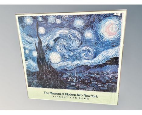A Museum of Modern Art New York Vincent Van Gogh print 'Starry Night' 78 cm x 73 cm CONDITION REPORT: Glass cracked,