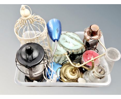 A box of lamps, lighting, reading light etc 