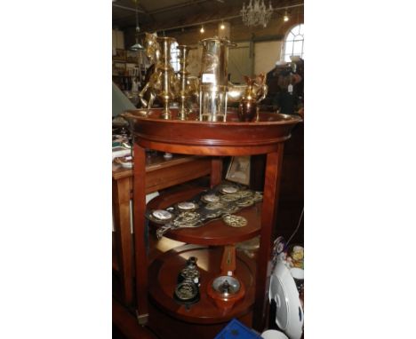 A BRASS MINER'S LAMP, a large brass horse and similar items of metalware