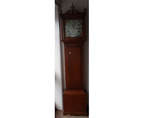 A GEORGE III MAHOGANY LONGCASE CLOCK, with painted dial, inscribed 'John Noakes, Burwash'