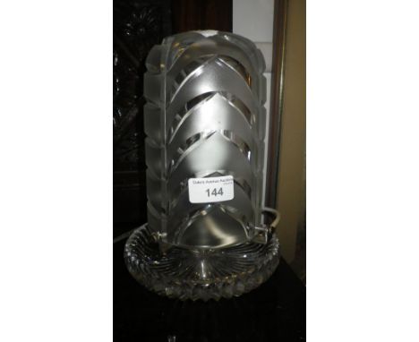 A 1930'S CUT-GLASS TABLE LAMP