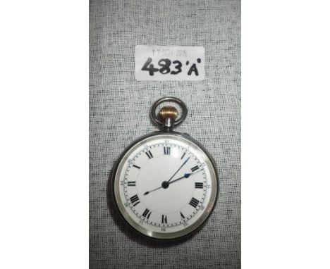 AN EARLY 20TH CENTURY SILVER CENTRE SECONDS STOP WATCH with enamel dial