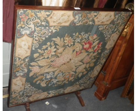 A LARGE NEEDLEWORK SCREEN