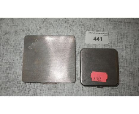 A SILVER ENGINE-TURNED CARD CASE and a similar compact (2)