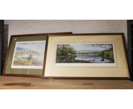 Signed print of Rydal Water by K Melling and and Alan Ingham limited edition signed print "A Last Look Around", largest 81 cm