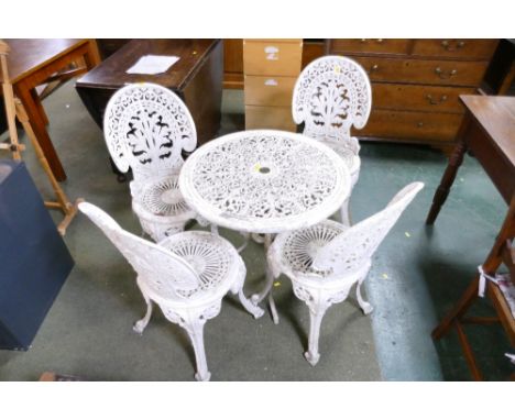 Reproduction Victorian style alloy garden table and four chairs