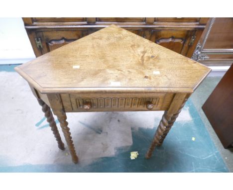 Reproduction oak corner table