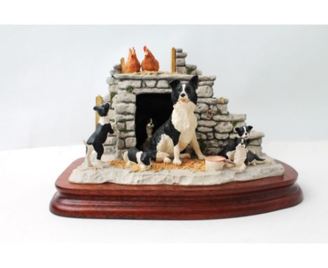 Border Fine Arts figure of Border Collie and pups, titled Jocks Pride, model JH5 from the All Creatures Great and Small range