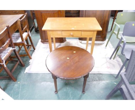 Modern single drawer hall table and circular occasional table