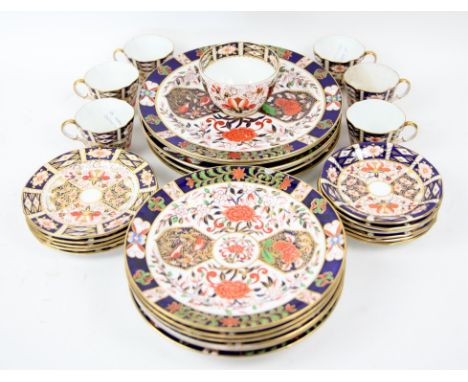 Derby wares to include 6 Royal Crown Derby imari pattern  cups and saucers and  6 side plates and sugar basin, pattern number