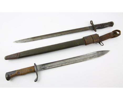 1913 pattern Remington sword bayonet with scabbard together with an Imperial German WW1 "Butcher" bayonet for the M1898 Mause