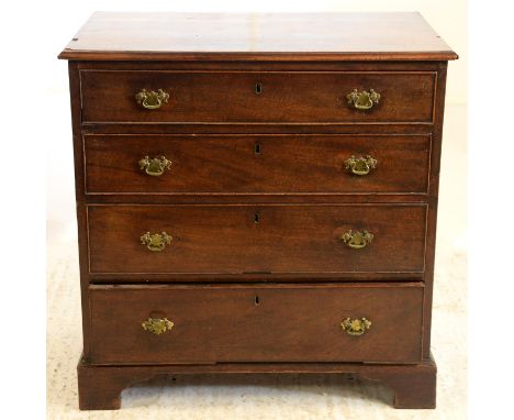 19th century mahogany chest of four long graduated drawers on bracket feet, H77 x W76 x D47cm Condition Report:  General wear