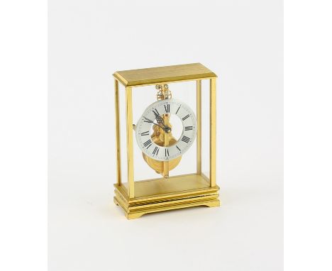 Jaeger Le Coultre desk timepiece, with Roman numeral chapter ring and gilt brass case, No 533, 10cm