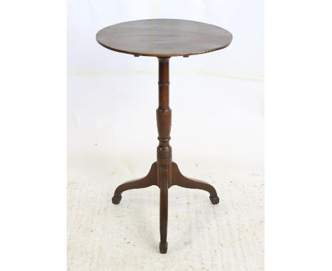 Early 19th century mahogany tilt top tea table on tripod base 49cm Dia, 75.5cm H