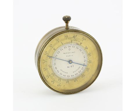 First World War French Aircraft Altimeter by Naudet & Cie, Paris, 10cm diaProvenance: by family descent  W/Cdr. Benjamin Henr