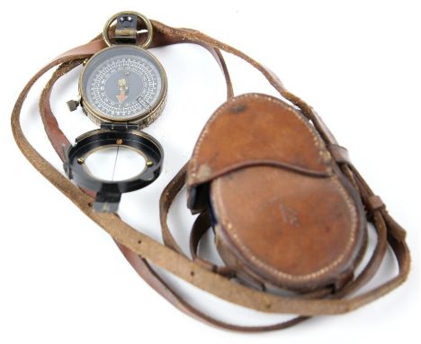 J H Steward type military marching compass marked M.I.O No. 0313, 1919 original leather case