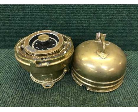 An early twentieth century brass ships military compass, numbered R/88/SIS/2, 6605-99-460-6366 bearing plate number, with dom