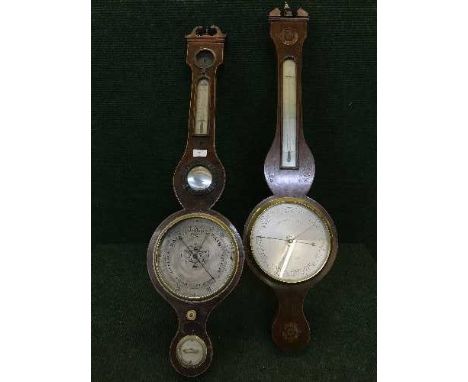 A nineteenth century inlaid mahogany barometer by Lionel & Somalvico, together with one other barometer of similar age, for r