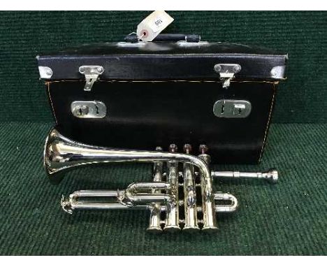 A chrome cornet in carry case 