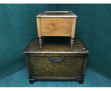 An oak blanket chest together with walnut commode