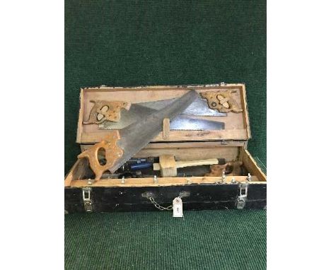 Pine joiner's tool box with tools