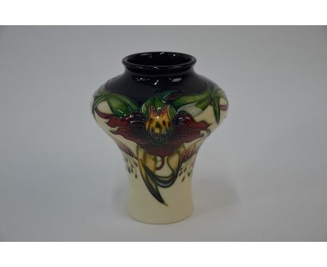 A contemporary Moorcroft vase, Anna Lily pattern, designed by Nicola Slaney, 2005, 13.5 cm high&nbsp;Good condition - no chip