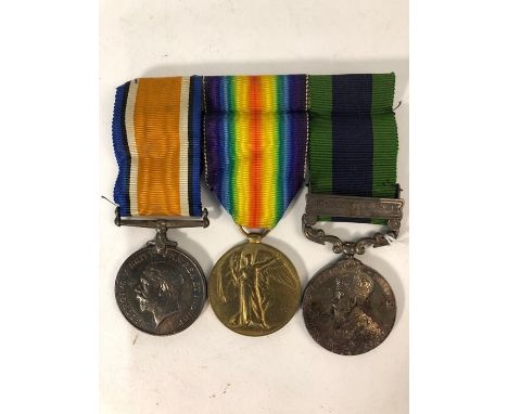 A WWI India trio to T-4674 Pte. R. Holder, The Queen's regt. comprising 1914-18 war medal; Victory medal; India Service Medal