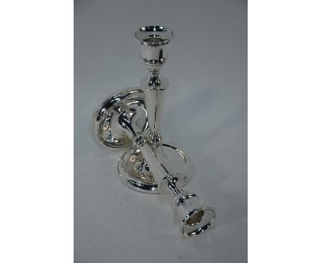 A pair of loaded silver baluster candlesticks, Birmingham 1984, 20 cm