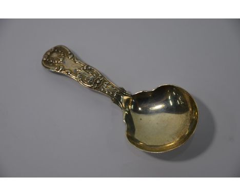 A Victorian cast silver Kings pattern caddy spoon, Joseph &amp; Albert Savory, London 1838