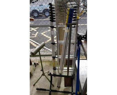 Telescopic ladder, hanging basket planters, work trestles etc