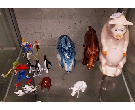 Ceramic piggy banks, very fine glass animals &amp; other glassware