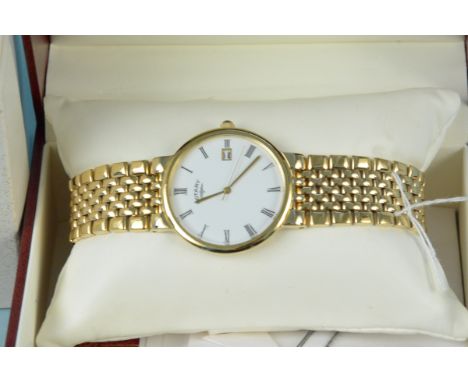 A gents Rotary wristwatch, gold plated with box and papers