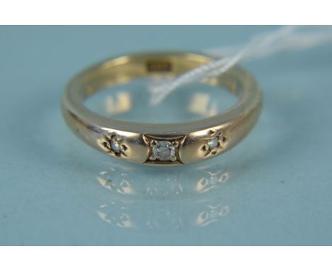 A 9ct gold three stone diamond ring, size K, weight approx 3.5g