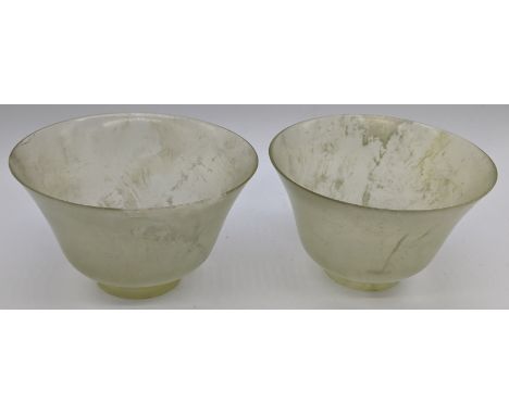 A pair of Chinese jade bowls H.6cm D.9.5cm