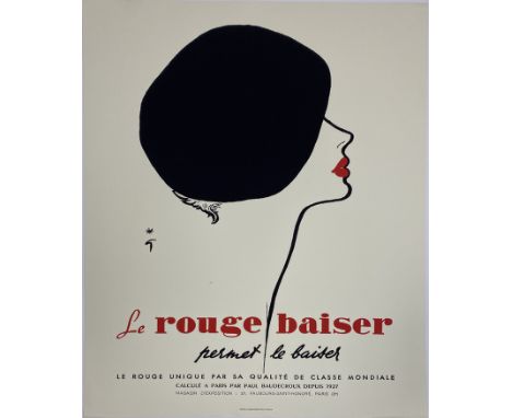 Rene Gruau, Le rouge Baiser, offset lithograph poster, 70.1x50cm