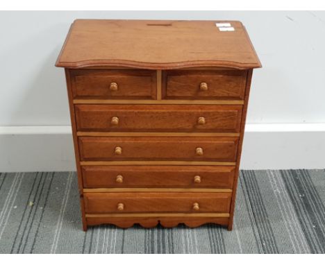 Vintage wooden 6 drawer jewellery chest with secret money box inside