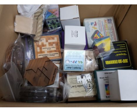 Box of vintage wooden puzzles