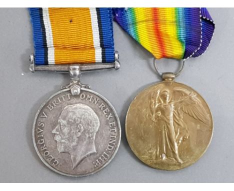 Medals WWI pair silver &amp; victory medals awarded to 3681, Pte. S.Cleveland, Suffolk R, both with original ribbons