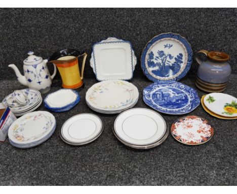 Mixed china lot including royal crown derby plate, spode plate, Denby jug etc