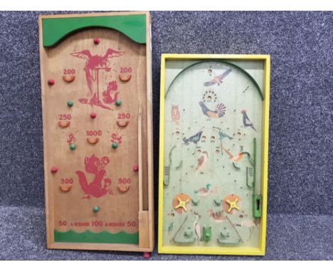 2 vintage wooden novelty bagatelle games