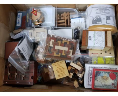 Box of vintage wooden puzzles