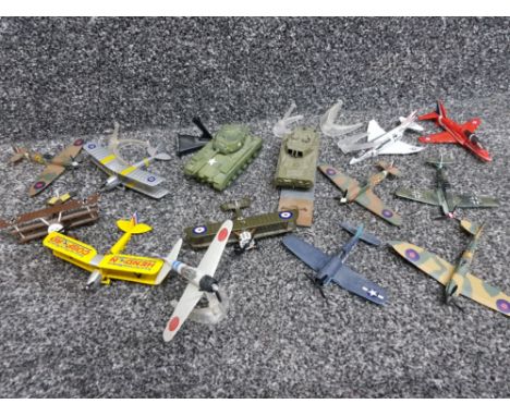 Selection of model die cast planes by corgi, Ledo etc also includes 2 tanks