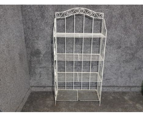 Vintage white metal folding shelving unit