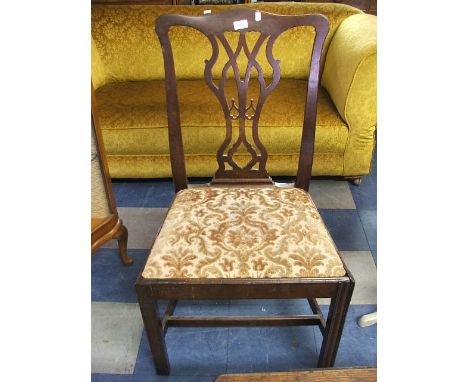 A 19th Century Chippendale Style Mahogany Dining Chair with Pierced Splat.