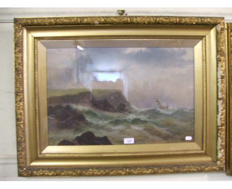 A Gilt Framed Oil Depicting Stormy Seascape Signed W Rodgers.