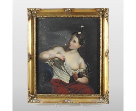 Continental School, (19th century), portrait of a seated young lady, oil on canvas, 30 x 24cm