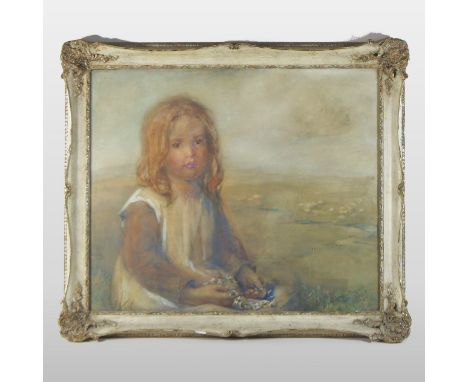 Hannah Clarke Preston MacGoun, (1864-1913), portrait of a young girl, signed and dated 1908, watercolour, 50 x 59cm