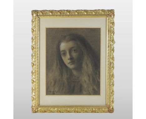 Harry Windsor-Fry *ARR, (1862-1947), Mabel, signed and dated 1893, charcoal on paper, 34 x 28cm, inscribed to the reverse 'th